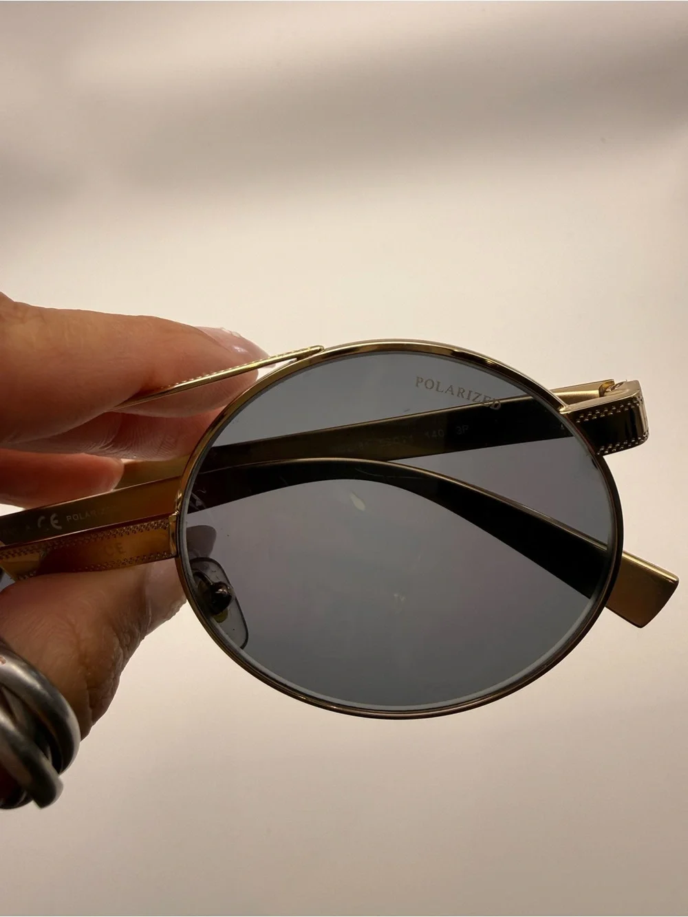 Versace VE2210 52 Gold Frame Dark Gray Lens Circle Sunglasses Unisex